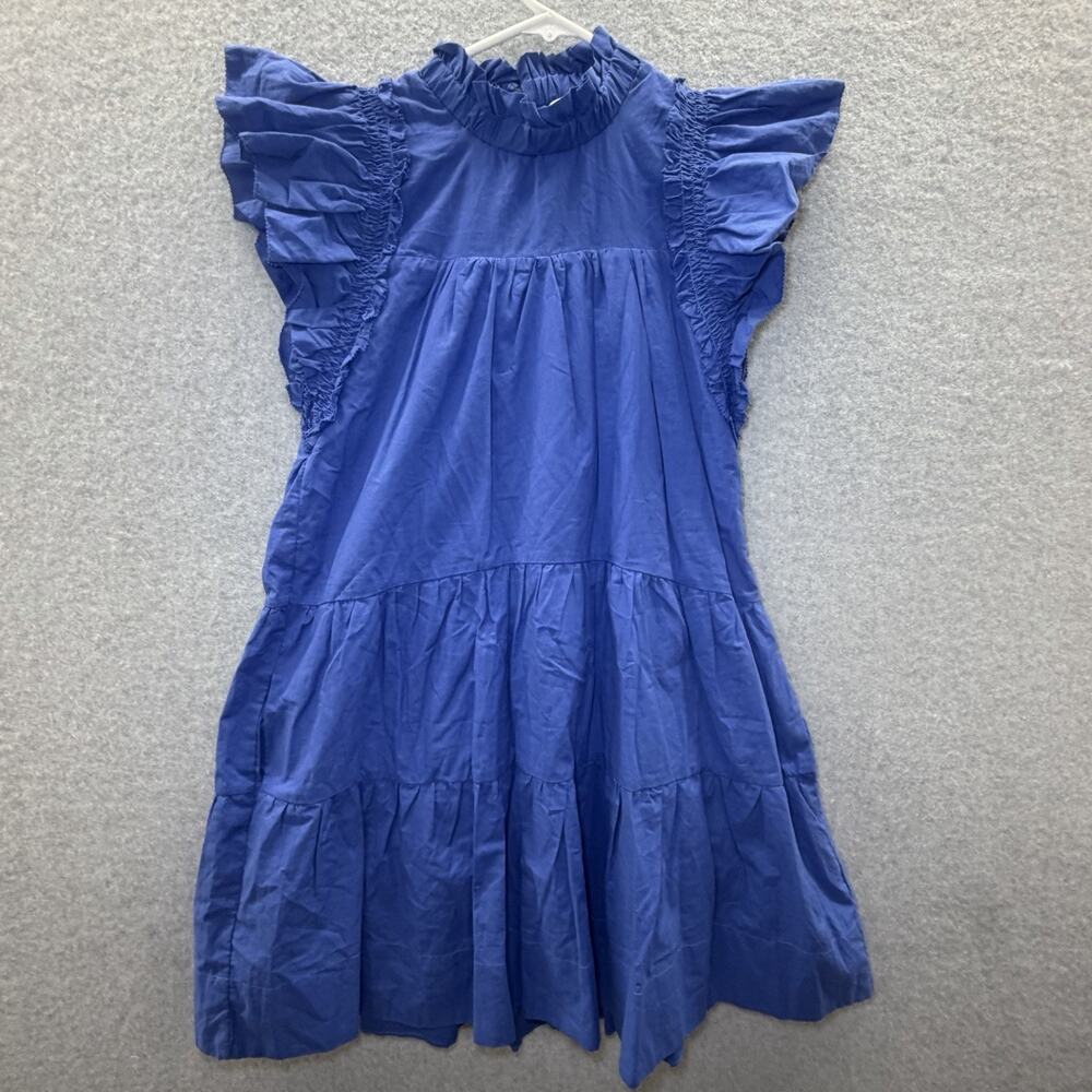 Pinch Blue Tiered Hem Ruffle High Neck Flutter Sleeve Size Small Romantic Fairy
